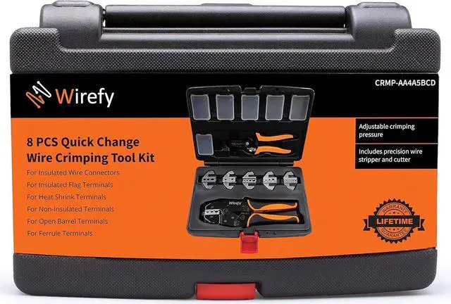 Alt view image 7 of 7 - Crimping Tool Set 8 PCS - Ratcheting Wire Crimper - Heat Shrink, Non-Insulated, Open Barrel, Flag, Ferrule Connectors