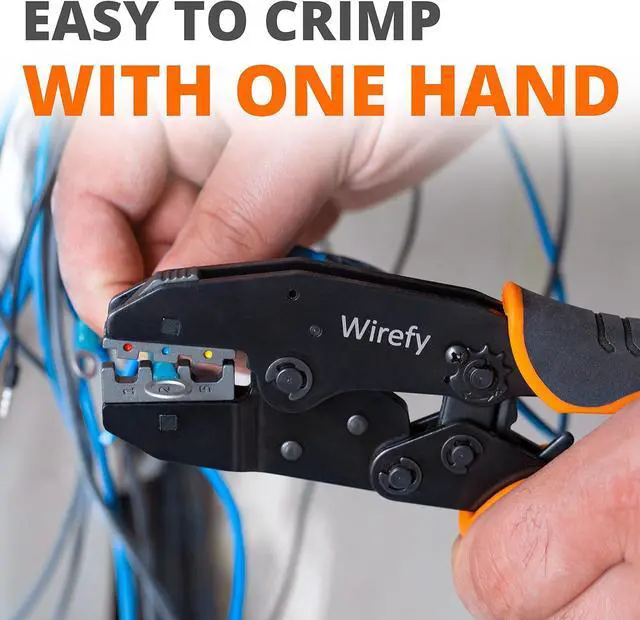 Alt view image 5 of 7 - Crimping Tool Set 8 PCS - Ratcheting Wire Crimper - Heat Shrink, Non-Insulated, Open Barrel, Flag, Ferrule Connectors