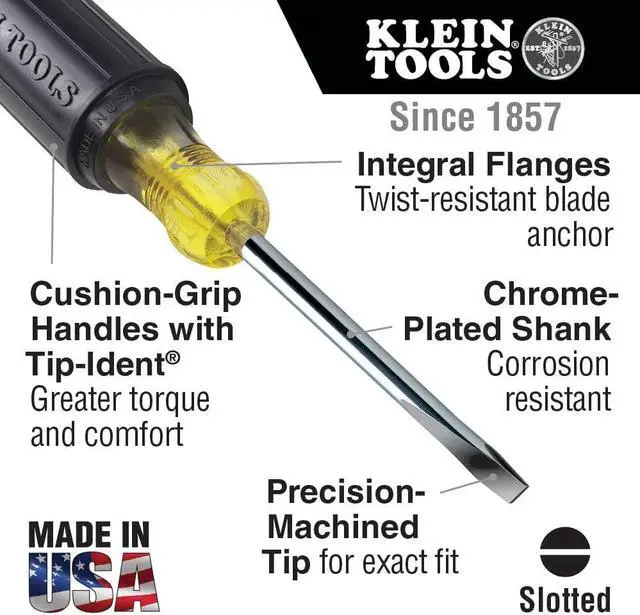 Alt view image 2 of 6 - 85805 Screwdriver Set Made in USA Multi-Purpose Precision Machined Tips (3) Phillips (2) Slotted Cushion-Grip Handle 5-Piece