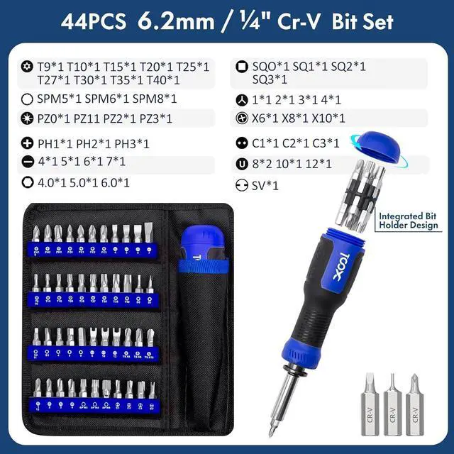 Alt view image 4 of 7 - 200 in 1 Precision Screwdriver Kit Electronics Repair Tool Magnetic Driver Kit with 164 Bits Flexible Shaft Extension Rod for Computer iPhone Laptop PC PS4 Xbox Nintendo