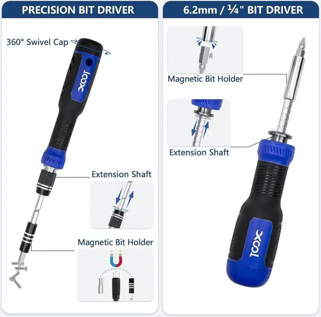 Alt view image 5 of 7 - 200 in 1 Precision Screwdriver Kit Electronics Repair Tool Magnetic Driver Kit with 164 Bits Flexible Shaft Extension Rod for Computer iPhone Laptop PC PS4 Xbox Nintendo