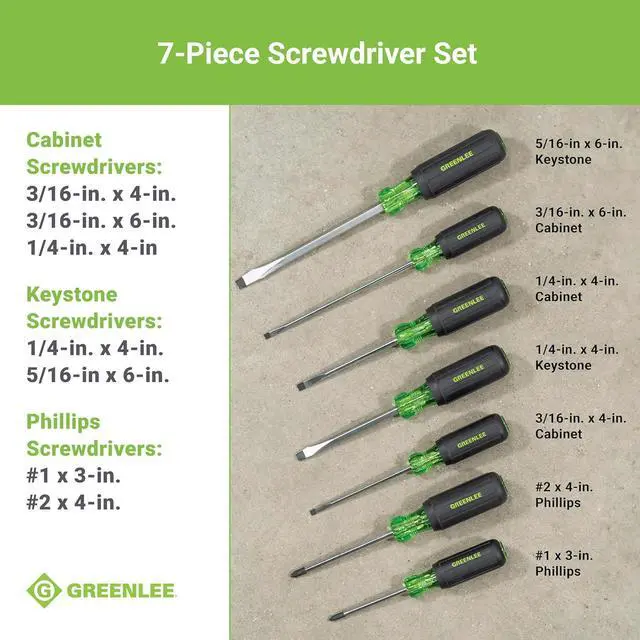 Alt view image 4 of 7 - 0153-02C 7-Piece Screwdriver Set with Cabinet Keystone and Phillips