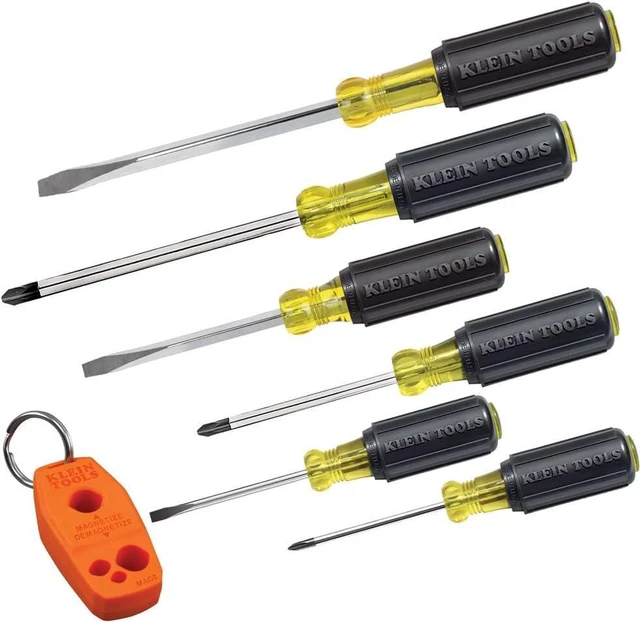 Main image of Klein Tools 85146 Screwdriver Set with Magnetizer / Demagnetizer for Magnetic Tips 3 Slotted 3 Phillips Home Improvement 7-Piece