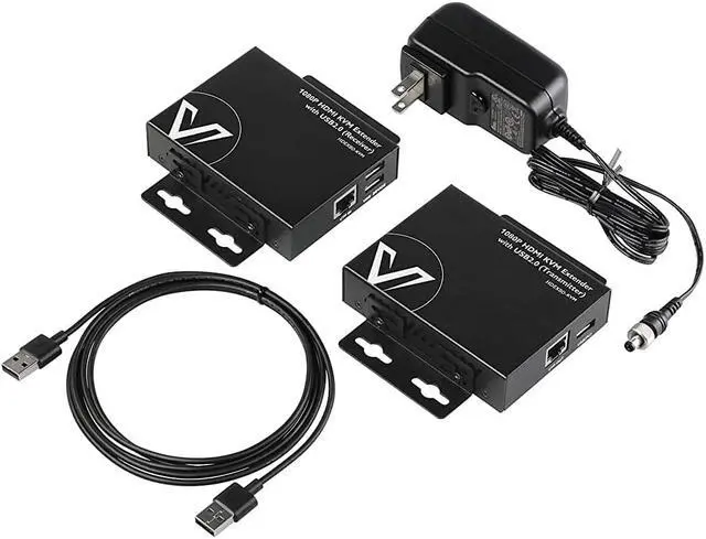 Alt view image 7 of 7 - AV Access HDMI KVM USB Extender Over Cat5e/6/6a/7 260ft/80M, 2 USB 2.0 Ports, Zero-Latency, Plug and Play, No Driver, Supports All Operating System, Keyboard and Mouse USB Over Ethernet