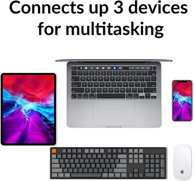 Alt view image 5 of 7 - Keychron K10 Full Size Layout 104-Key Wireless Mechanical Keyboard, Hot-Swappable RGB Backlight with Gateron G Pro Brown Switch Aluminum Bluetooth/Wired Gaming Keyboard for Mac Windows