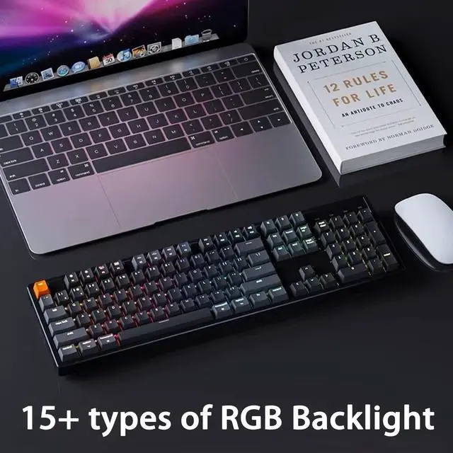 Alt view image 7 of 7 - Keychron K10 Full Size Layout 104-Key Wireless Mechanical Keyboard, Hot-Swappable RGB Backlight with Gateron G Pro Brown Switch Aluminum Bluetooth/Wired Gaming Keyboard for Mac Windows