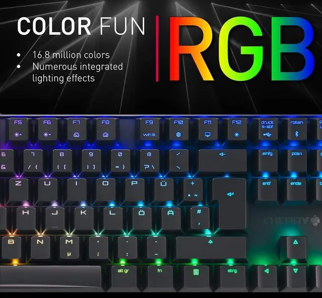 Alt view image 5 of 5 - Cherry MX 8.2 TKL Wireless Gaming Keyboard. Compact TenKeyLess. Mechanical 87 Keys RGB Backlit Keys ABS Keycaps. MX Brown Switch. Aluminum Carrying Case Included.