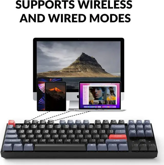Alt view image 4 of 7 - Keychron K8 Pro Wireless Custom Mechanical Keyboard, QMK/VIA Programmable Bluetooth/Wired RGB Backlight Tenkeyless with Hot-swappable Gateron G Pro Red Switch Compatible with Mac Windows Linux