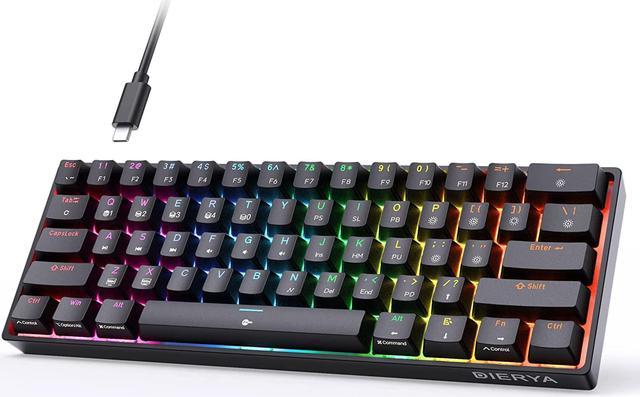 DIERYA DK61E Wired 60% Mechanical Gaming Keyboard, PBT Keycap, RGB  Backlight, Full Keys Anti-ghosting, Detachable USB-C, Ultra-Compact  Hot-swappable