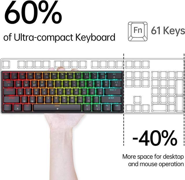 DIERYA DK61E Wired 60% Mechanical Gaming Keyboard, PBT Keycap, RGB