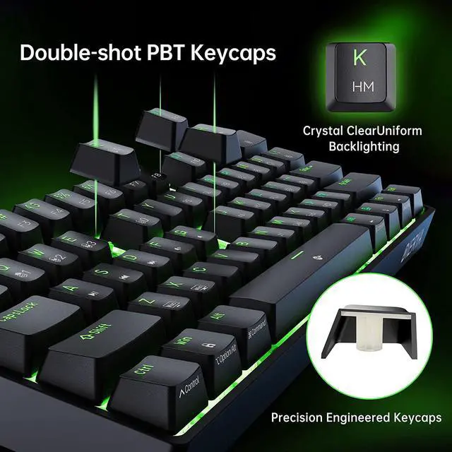 Alt view image 4 of 7 - DIERYA DK61E Mechanical Gaming Keyboard, 60% Percent w/Hot-swappable PBT Keycap, Full Keys Programmable, N-Key Rollover, RGB Backlit, USB-C, Ultra-Compact Mini Wired Keyboard w/Blue Switch