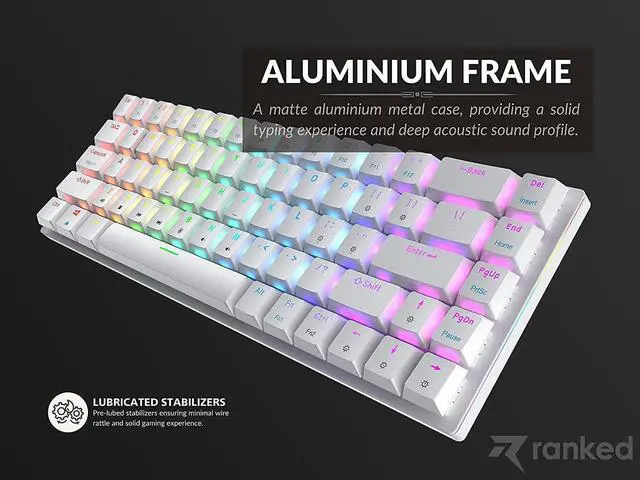 Alt view image 5 of 7 - Ranked G65 Guardian 65% | Full Aluminum Frame | Ultra Slim Hot Swappable Mechanical Gaming Keyboard | 68 Keys Multi Color RGB LED Backlit for PC/Mac Gamer (White, Gateron Low Profile Blue)