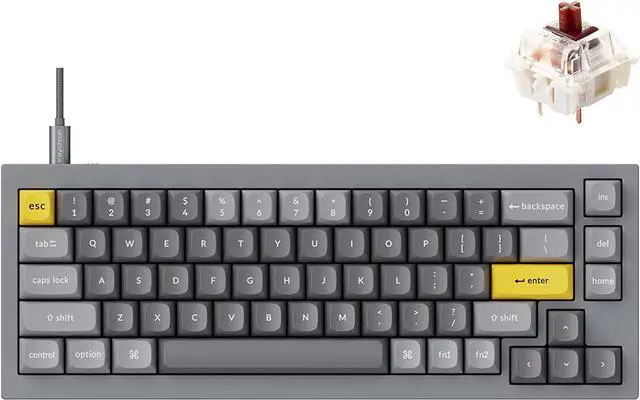 Main image of Keychron Q2 Wired Custom Mechanical Keyboard, QMK/VIA Programmable Macro, Full Aluminum, Hot-Swappable Gateron G Pro Brown Switch, 65% Layout Double Gasket Compatible with Mac and Windows - Grey
