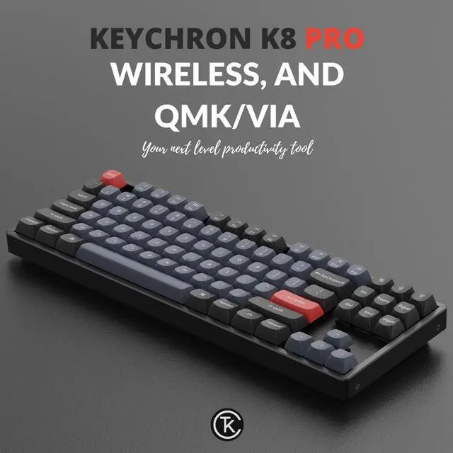 Alt view image 3 of 7 - Keychron K8 Pro QMK/VIA Wireless Mechanical Keyboard, Hot-Swappable Aluminum Frame TKL Custom Programmable Keyboard with RGB Backlit, Gateron G Pro Brown Switch for Max Windows Linux