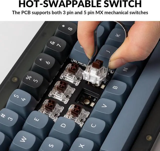 Alt view image 2 of 7 - Keychron V2 Wired Custom Mechanical Keyboard Knob Version, 65% Layout QMK/VIA Programmable with Hot-swappable Keychron K Pro Brown Switch Compatible with Mac Windows Linux (Frosted Black-Translucent)