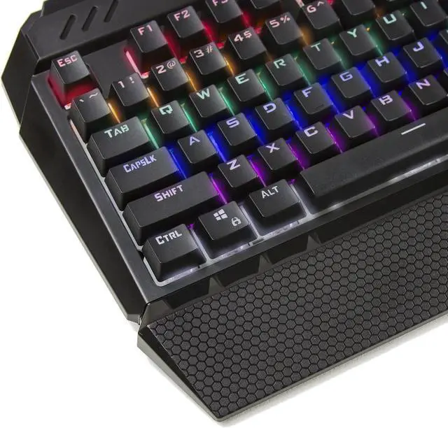 Alt view image 3 of 7 - RGB LED Backlit Mechanical Wired Gaming Keyboard with Blue Switches, Adjustable Backlit Effects, Compatible with PC and Mac