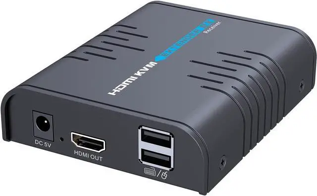 Main image of AGPTEK HDMI KVM Extender(Only Receiver) Over Single Cat 5/5E/6/7 Ethernet Cable- Signal Extension Up to 120m/365Ft- Ultra HD 1080p@60Hz