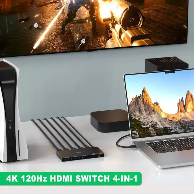Alt view image 5 of 7 - HDMI 2.1 Switch 8K 60Hz 4:4:4, AVIDGRAM HDMI Switcher 4 in 1 Out with IR Remote, 4 Port 4K 120Hz Auto HDMI Selector Hub Support 8K 48Gbps, Compatible with Xbox Series X, PS4 Pro, PS5, UHD TV, Monitor