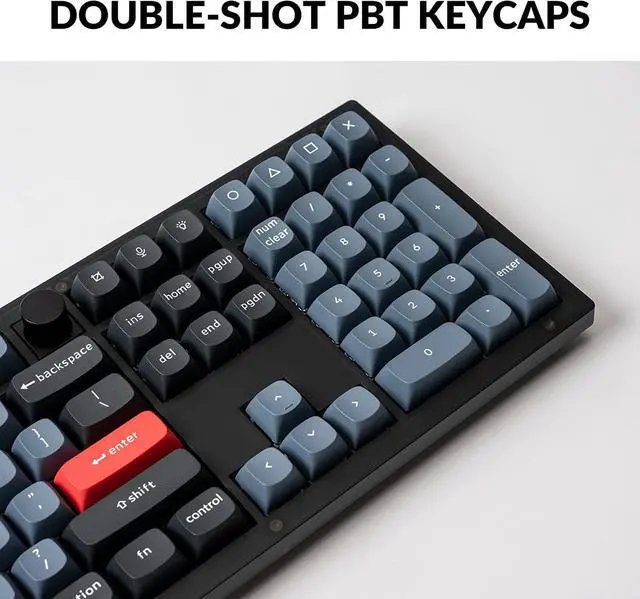 Alt view image 5 of 7 - Keychron V6 Wired Custom Mechanical Keyboard Knob Version, Full-Size QMK/VIA Programmable with Hot-swappable Keychron K Pro Red Switch Compatible with Mac Windows Linux (Frosted Black-Translucent)