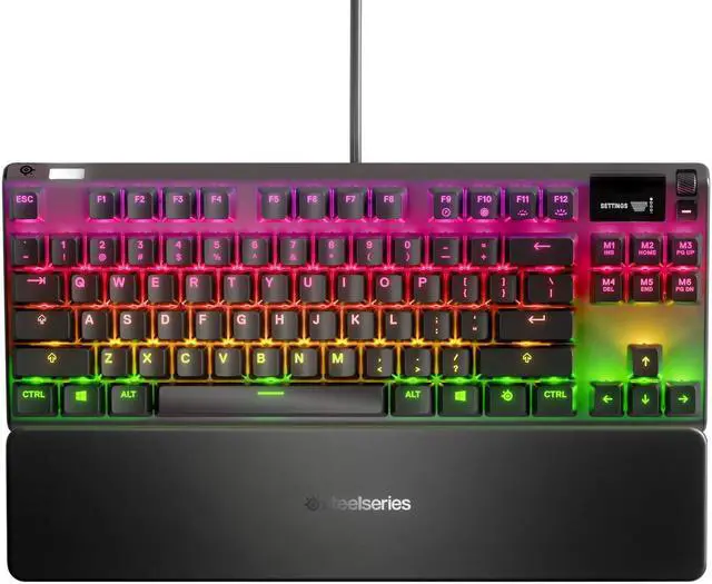 Alt view image 3 of 7 - SteelSeries Apex 7 TKL Mechanical Gaming Keyboard, OLED Display, Red Switches, Nordic QWERTY Layout