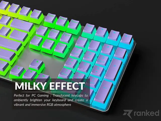 Alt view image 4 of 7 - Ranked Pudding v2 PBT Keycaps | 145 Double Shot Translucent ANSI US & ISO Layout | OEM Profile for Full Size, TKL, 75%, 65% and 60% RGB Mechanical Gaming Keyboard (Lavender)