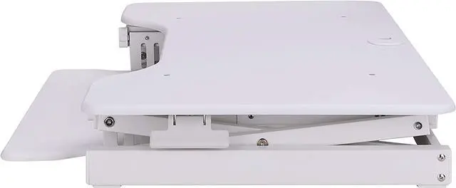 Alt view image 5 of 7 - Rocelco 32" Height Adjustable Standing Desk Converter - Sit Stand Computer Workstation Riser - Dual Monitor Retractable Keyboard Tray Gas Spring Assist - Black (R EADRW)