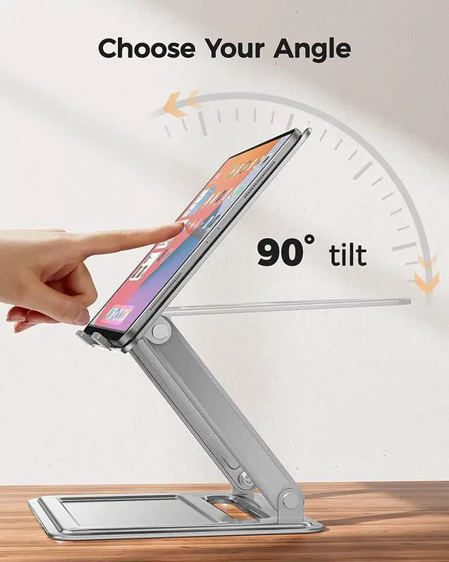 Alt view image 3 of 7 - LORYERGO Adjustable Laptop Stand, Foldable Laptop Riser for 17.3inch Laptops, Portable Laptop Stand for Desk, Ergonomic Computer Notebook Stand Holds Up to 17.6lbs - Sliver