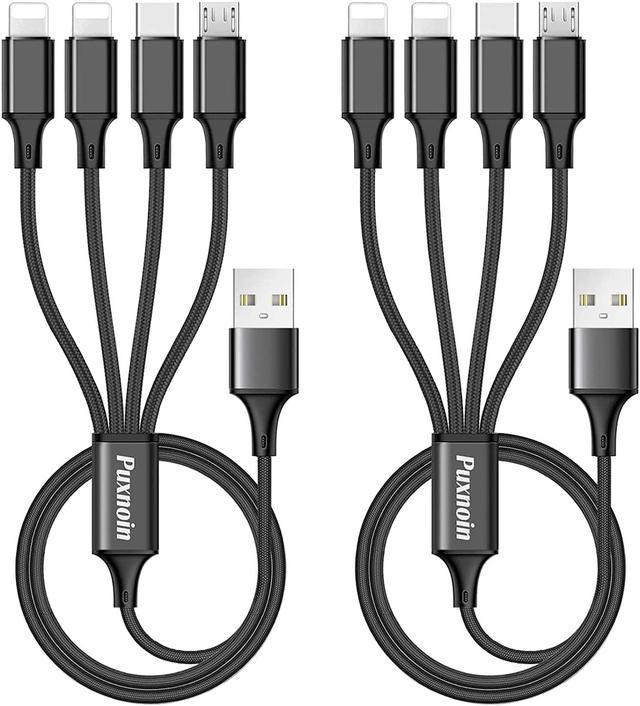 Multi Charging Cable, Multi Charger Cable 2Pack 4FT Nylon Braided Universal  4 in 1 Multiple USB