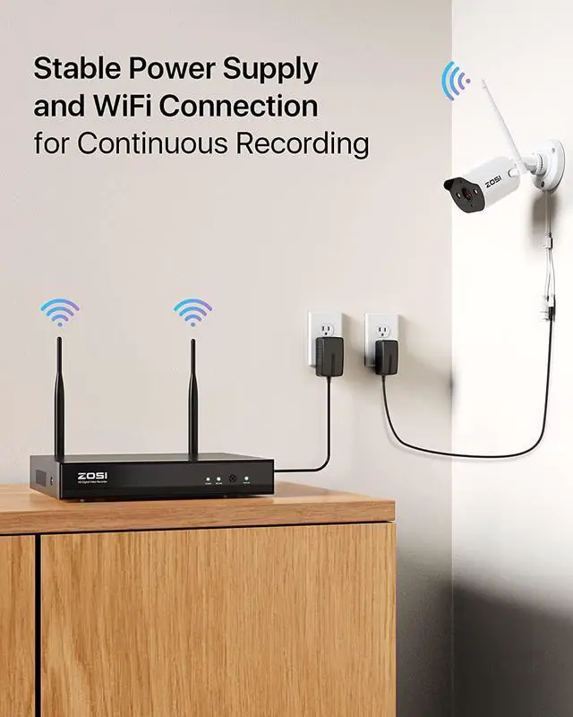 Alt view image 7 of 7 - Gadpiparty ZOSI 8CH 2K Wireless Security Camera System with 1TB HDD,6X 3MP WiFi Indoor Outdoor Cameras,Two-Way Audio,Color Night Vision,Light & Siren Alarm,2K H.265+ 8CH NVR Recorder for Home 24/7 Re