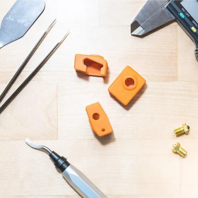 Alt view image 5 of 7 - Prusa Mini Mini+ Heat Block Orange Silicone Sock X by levendig | dsgn [3-Pack] - Insulate & Protect Your 3D Printer Hot End Nozzle | Custom Screw Holes | Prevent Damage