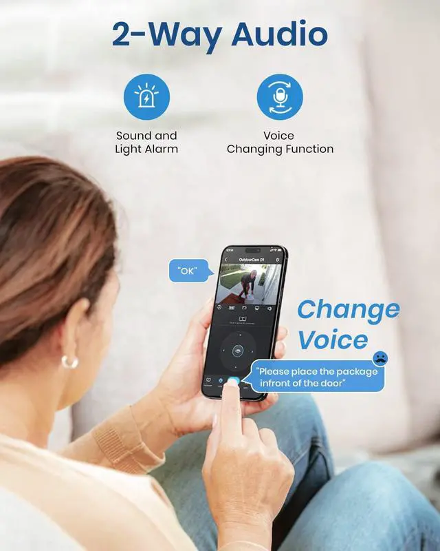 Alt view image 6 of 7 - AOSU 2K Security Cameras Outdoor/Home, 360°Pan-Tilt View Timed Cruise 2.4G WiFi Security Camera with Motion Tracking, Spotlight & Siren, 2-Way Audio, Full Color Night Vision, Waterproof