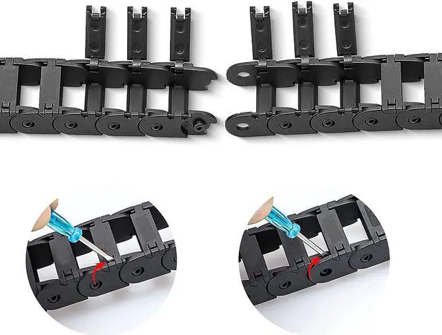 Alt view image 4 of 7 - 39.3 inch Carrier Drag Chain Cable Wire R18 10x11mm (Inn H x W) Plastic Black Open Type for CNC Router Mill and 3D Printer,Wire Carrier Cable with 1 Pair Connectors,1pc Screwdriver,9 Screws