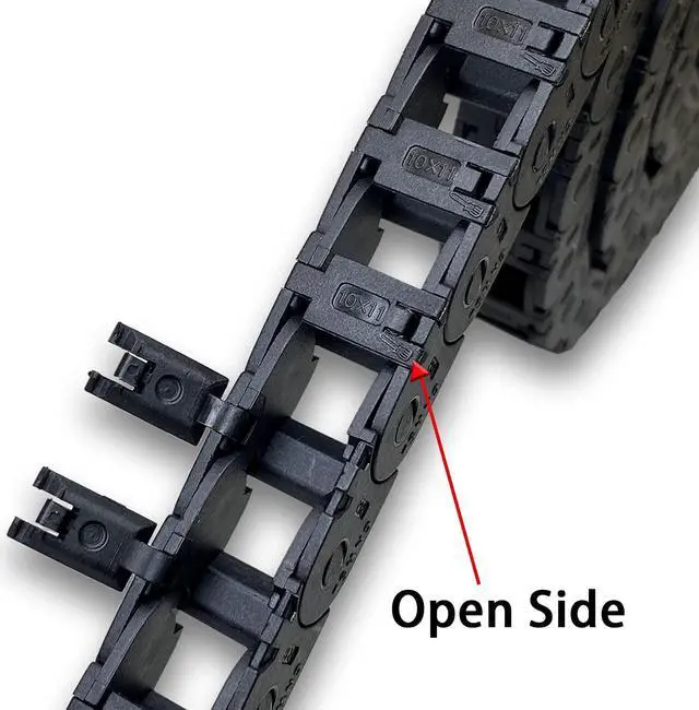 Alt view image 3 of 7 - 39.3 inch Carrier Drag Chain Cable Wire R18 10x11mm (Inn H x W) Plastic Black Open Type for CNC Router Mill and 3D Printer,Wire Carrier Cable with 1 Pair Connectors,1pc Screwdriver,9 Screws