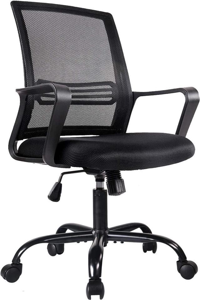 Mid Back Home Office Chair with Soft Armrest and Lumbar Support