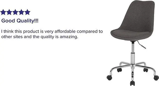 Alt view image 5 of 7 - Flash Furniture Aurora Series Mid-Back Dark Gray Fabric Task Office Chair with Pneumatic Lift and Chrome Base