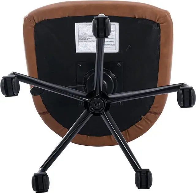 Alt view image 7 of 7 - Modern PU Leather Office Chair, Height Adjustable Comfy Desk Chair with Wheels, 18.3 Wide Swivel Armchair for Living Room Home Office Computer, Brown
