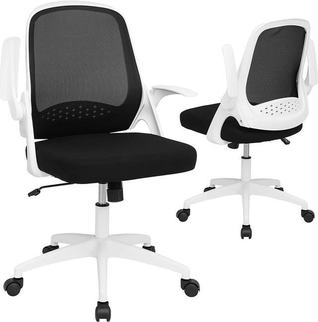 Giantex Ergonomic Office Chair w/Foldable Backrest, Mid Back Mesh Chair  with Lumbar Support, Flip up Arms, Swivel Rolling Executive Task Chair