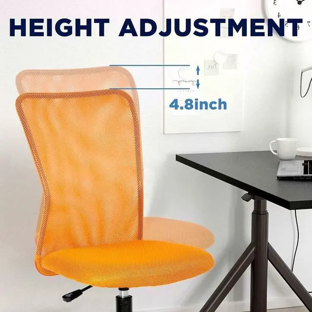 Alt view image 4 of 7 - Ergonomic Office Chair Cheap Desk Chair Mesh Computer Chair Back Support Modern Executive Mid Back Rolling Swivel Chair for Women, Men (Orange)