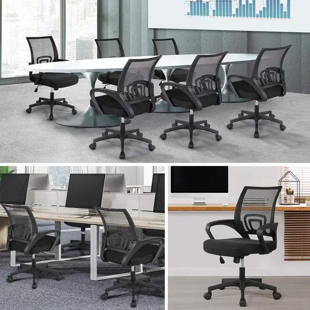 Alt view image 3 of 7 - Yaheetech Office Chair Ergonomic Desk Chair Mid-Back Big Cheap Computer Chair Mesh Swivel Chair with Lumbar Support