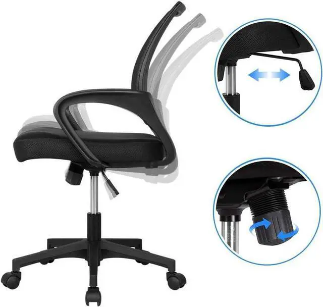 Alt view image 7 of 7 - Yaheetech Office Chair Ergonomic Desk Chair Mid-Back Big Cheap Computer Chair Mesh Swivel Chair with Lumbar Support