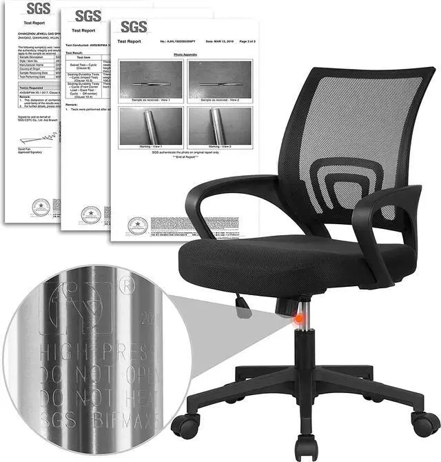 Alt view image 6 of 7 - Yaheetech Office Chair Ergonomic Desk Chair Mid-Back Big Cheap Computer Chair Mesh Swivel Chair with Lumbar Support
