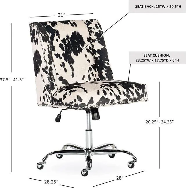 Alt view image 3 of 7 - Linon Clayton Black Cow Print Office Chair, Metallic