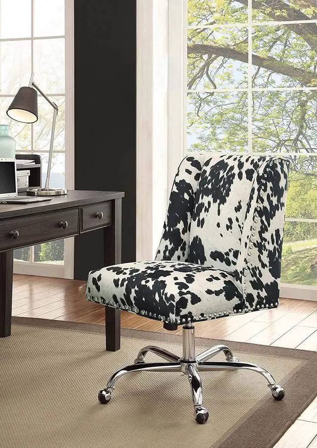 Alt view image 4 of 7 - Linon Clayton Black Cow Print Office Chair, Metallic