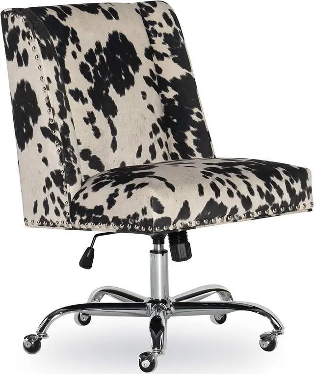 Alt view image 5 of 7 - Linon Clayton Black Cow Print Office Chair, Metallic