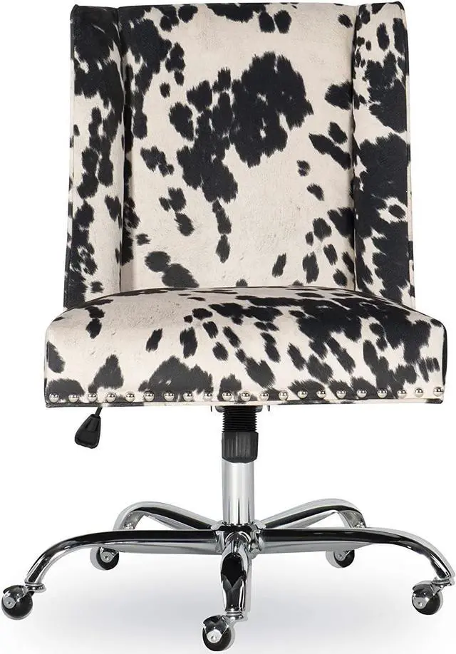 Alt view image 6 of 7 - Linon Clayton Black Cow Print Office Chair, Metallic