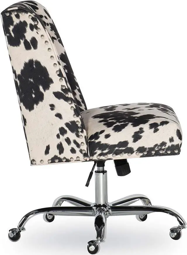 Alt view image 7 of 7 - Linon Clayton Black Cow Print Office Chair, Metallic