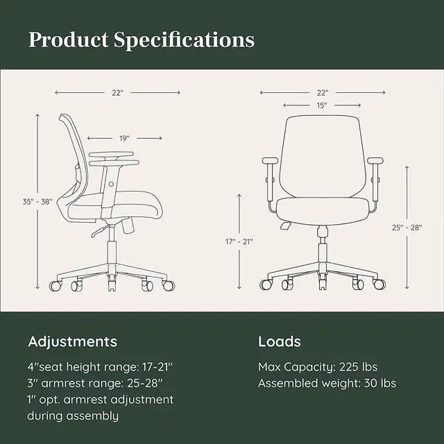 Alt view image 3 of 6 - Branch Daily Chair - Computer Office Chair with Swivel, Lumbar Rest, and Adjustable Armrests - Sustainable, Stylish Mesh, & Adjustable Armrests - Comfortable Seating for Improved Posture - Slate