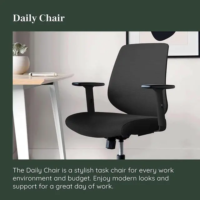 Alt view image 4 of 7 - Branch Daily Chair - Computer Office Chair with Swivel, Lumbar Rest, and Adjustable Armrests - Sustainable, Stylish Mesh, & Adjustable Armrests - Comfortable Seating for Improved Posture - Black