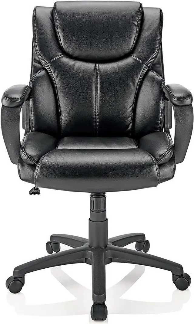 Alt view image 4 of 6 - Brenton Studio® Mayhart Vinyl Mid-Back Chair, Black