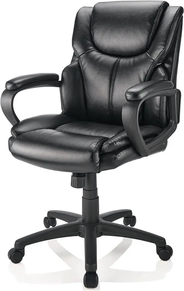 Alt view image 5 of 6 - Brenton Studio® Mayhart Vinyl Mid-Back Chair, Black